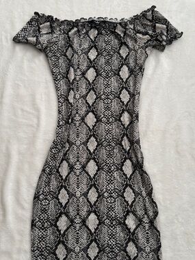 Papaya Gray Snake Print Dress with Lettuce Hem